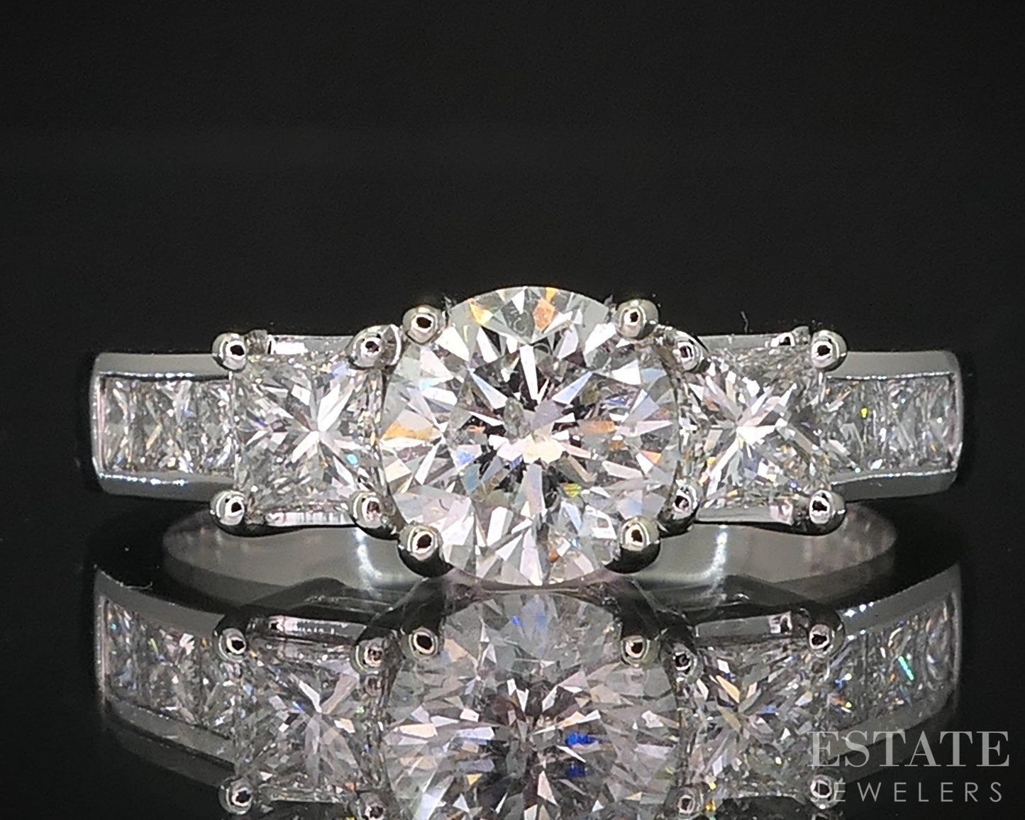 14k White Gold Round Natural 1.51ctw Diamond Engagement Ring 5.4g i19239