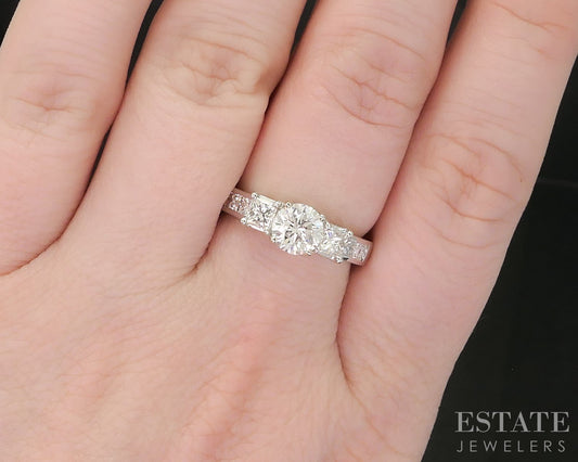 14k White Gold Round Natural 1.51ctw Diamond Engagement Ring 5.4g i19239