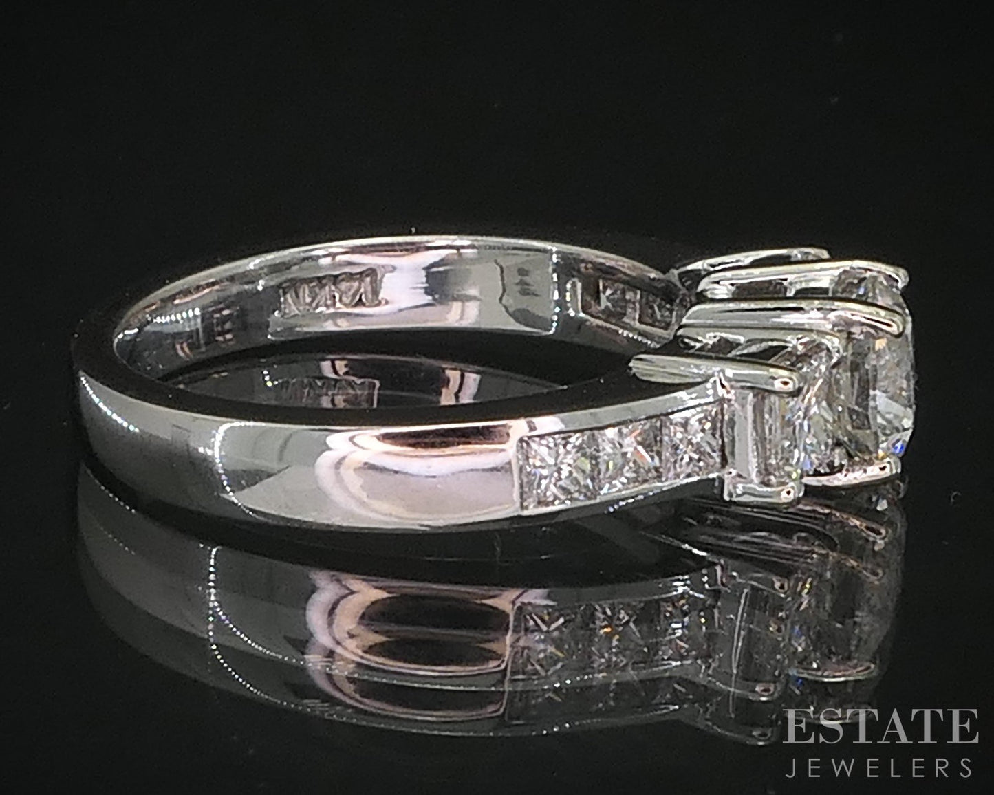 14k White Gold Round Natural 1.51ctw Diamond Engagement Ring 5.4g i19239