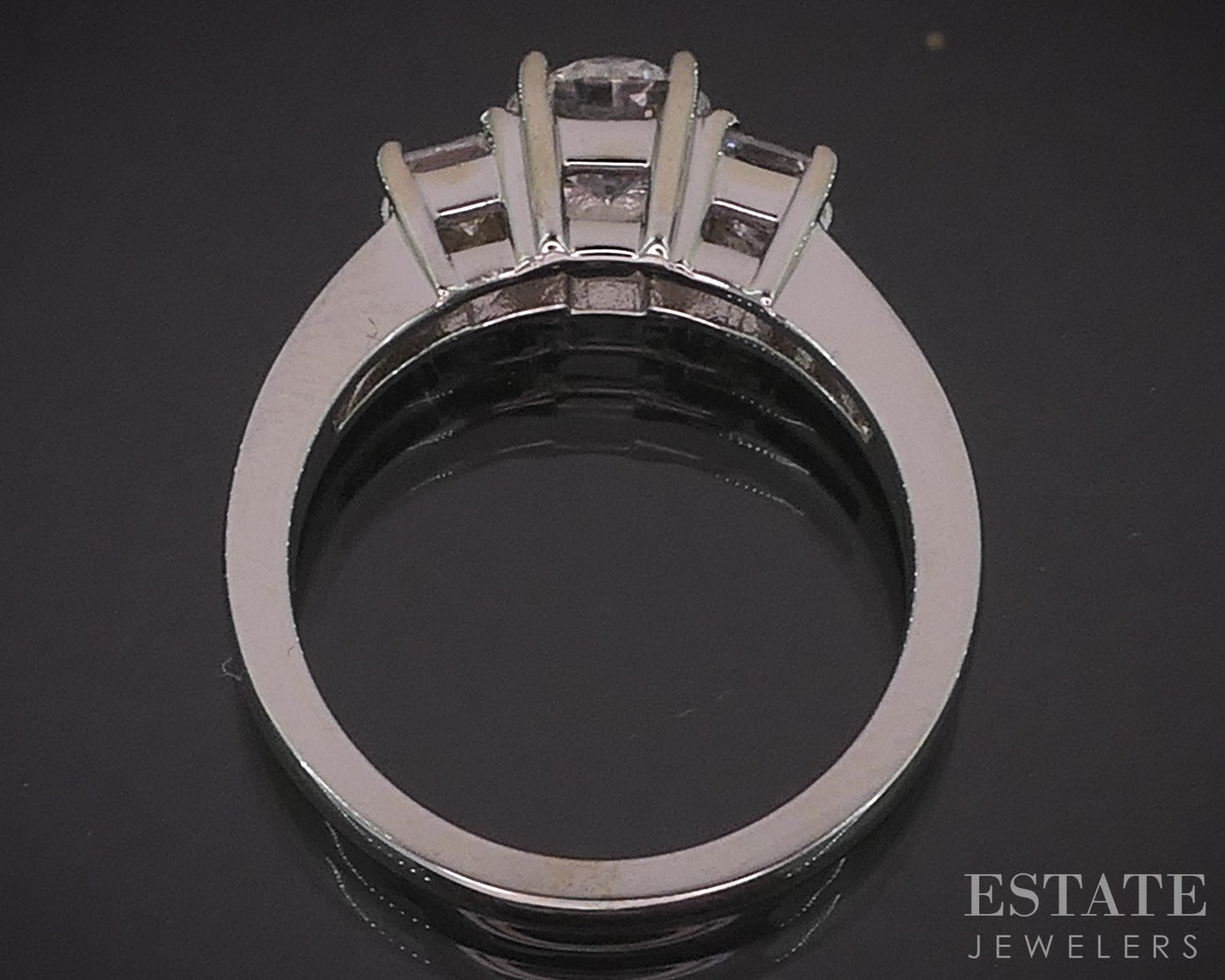 14k White Gold Round Natural 1.51ctw Diamond Engagement Ring 5.4g i19239