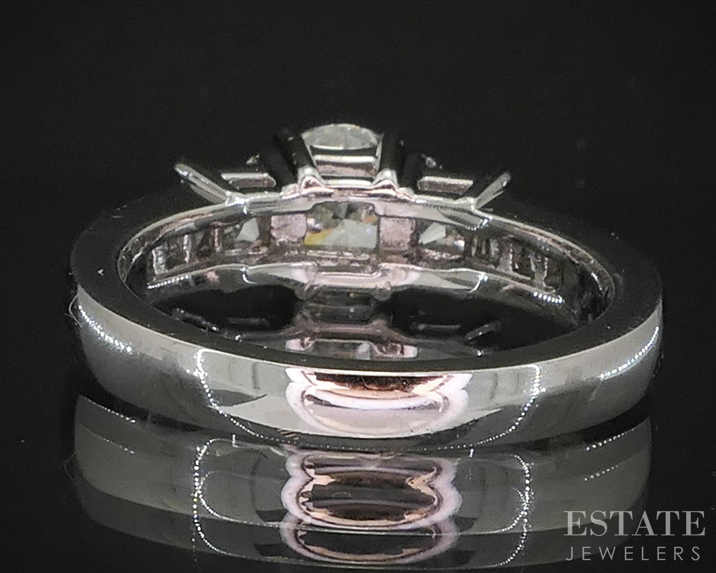 14k White Gold Round Natural 1.51ctw Diamond Engagement Ring 5.4g i19239