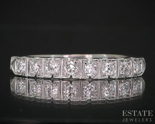 Vintage Platinum Round Natural .28ctw Diamond Ladies Wedding Band 6.8g i19240