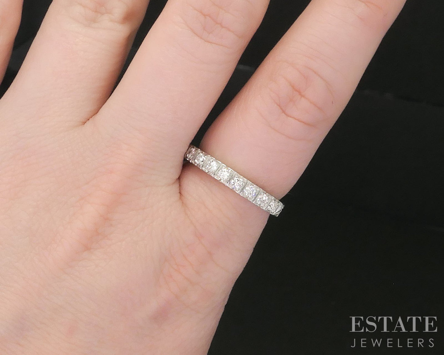 Vintage Platinum Round Natural .28ctw Diamond Ladies Wedding Band 6.8g i19240