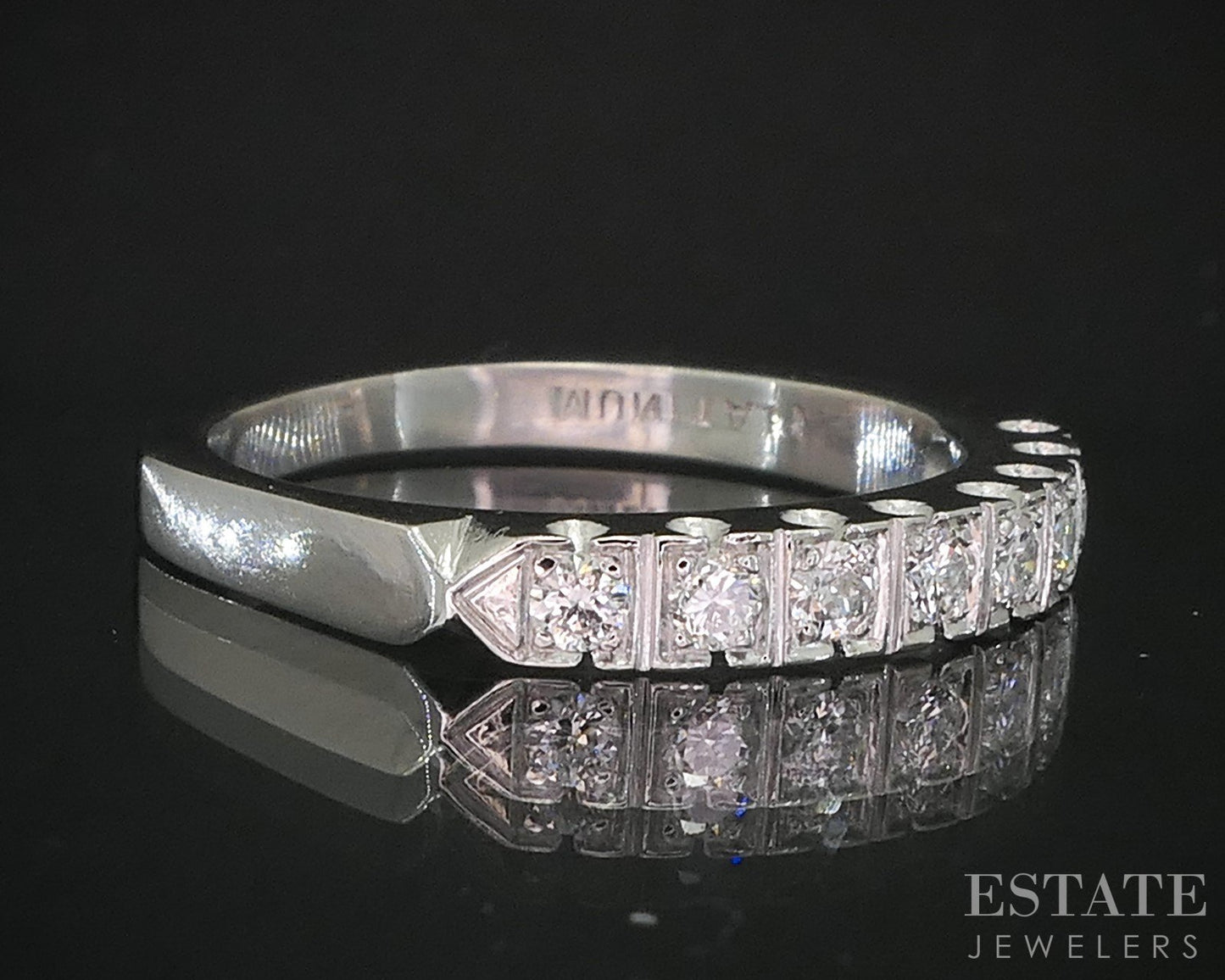 Vintage Platinum Round Natural .28ctw Diamond Ladies Wedding Band 6.8g i19240