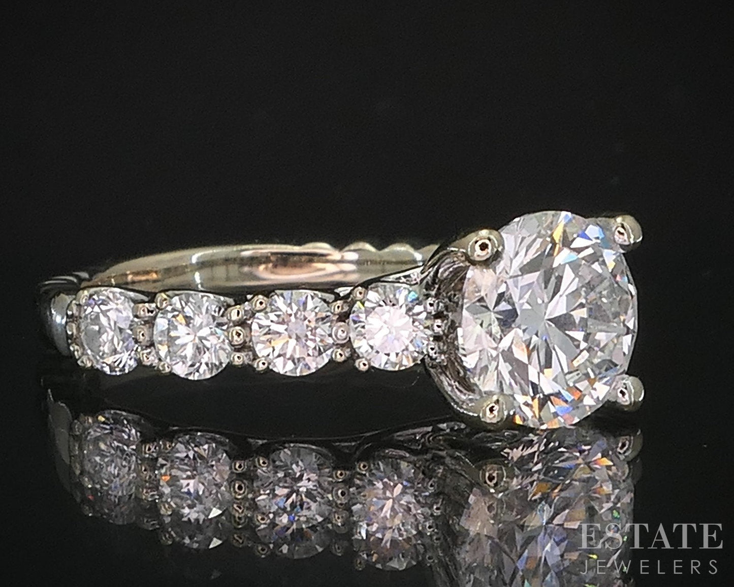 18k White Gold IGI Lab Created Round 1.50ct Diamond Engagement Ring 3.4g i19245
