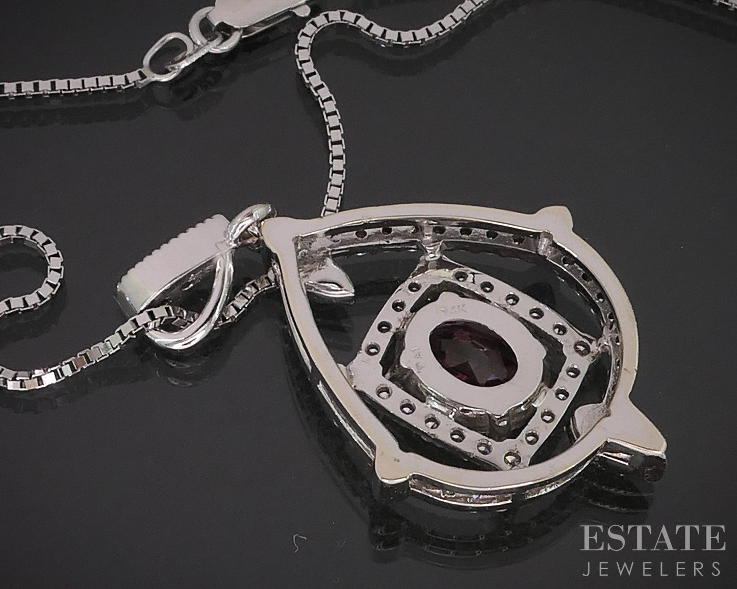 14k White Gold Natural Pink Tourmaline & Diamond Necklace 9.7g 24"L i19263