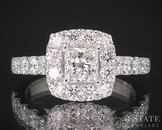 Platinum Princess Natural 1.50ctw Diamond Halo Engagement Ring 8.0g i19258