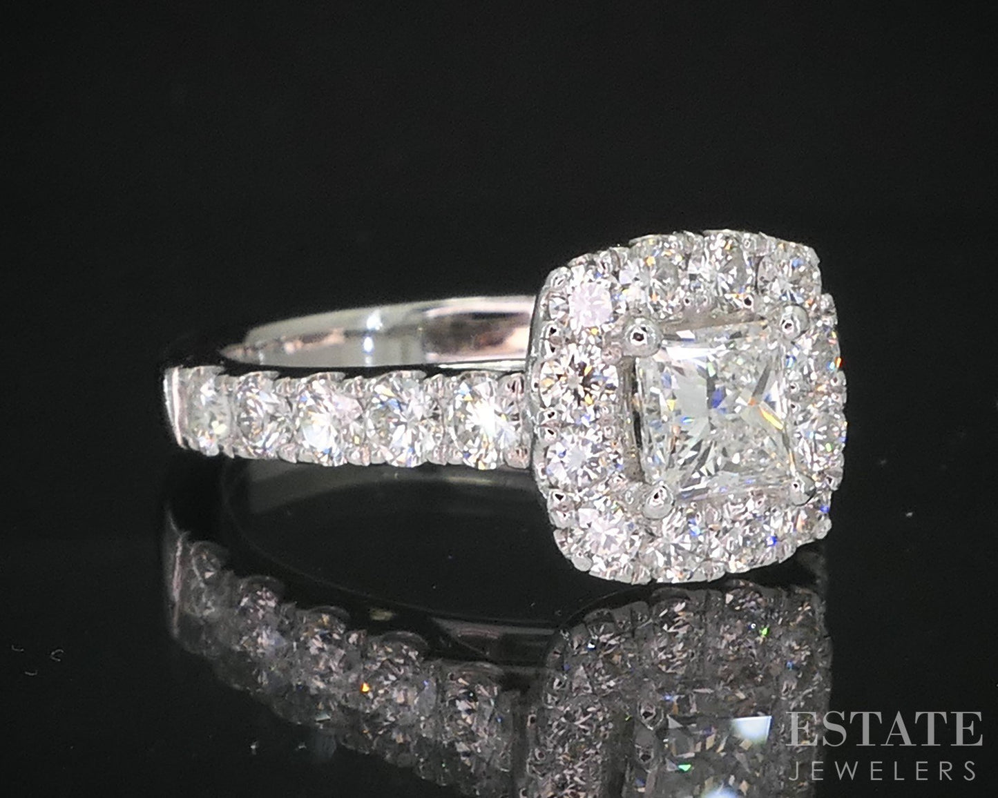 Platinum Princess Natural 1.50ctw Diamond Halo Engagement Ring 8.0g i19258