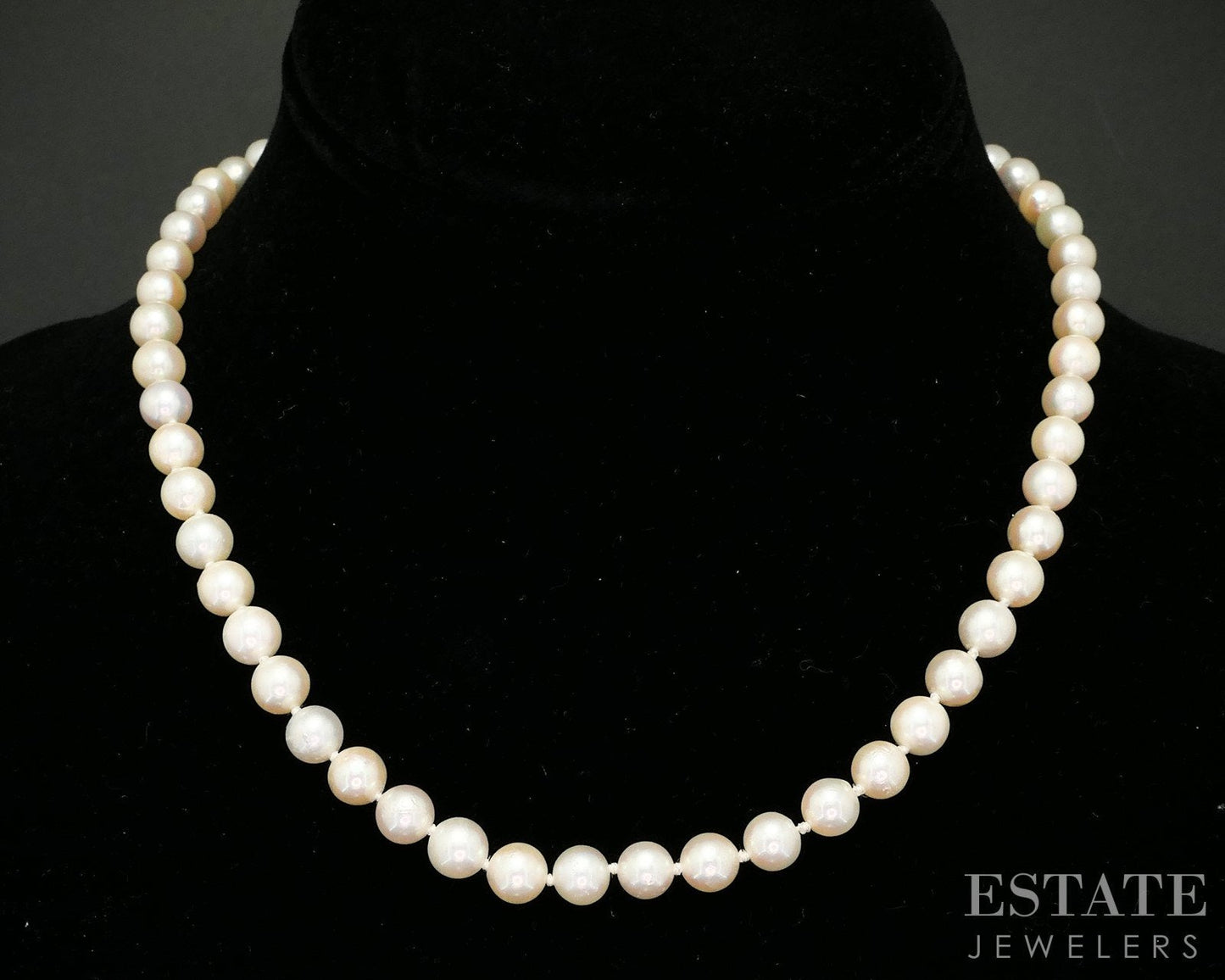 14k White Gold 6.2mm Cultured Pearl Ladies Necklace 16"L i19269b