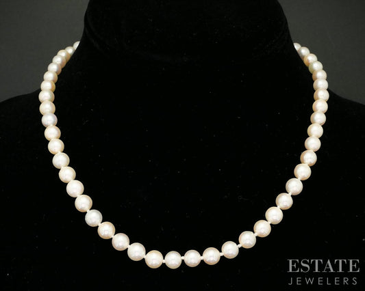 14k White Gold 6.2mm Cultured Pearl Ladies Necklace 16"L i19269b