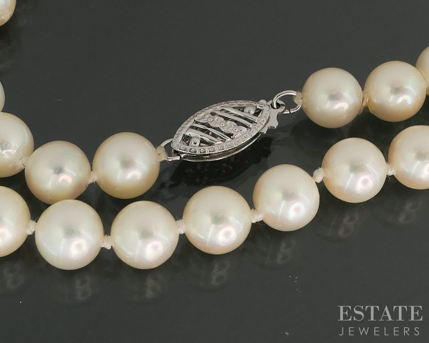14k White Gold 6.2mm Cultured Pearl Ladies Necklace 16"L i19269b