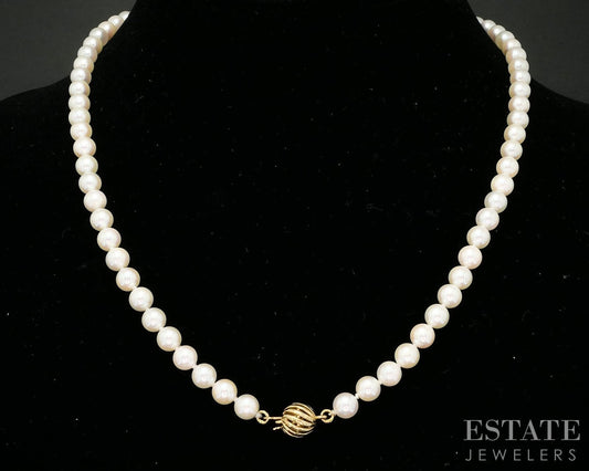 18k Yellow Gold 5.7mm Cultured Pearl Ladies Necklace 18"L i19268b