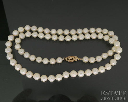 14k Yellow Gold 5.7mm Cultured Pearl Ladies Necklace 18"L i19271b