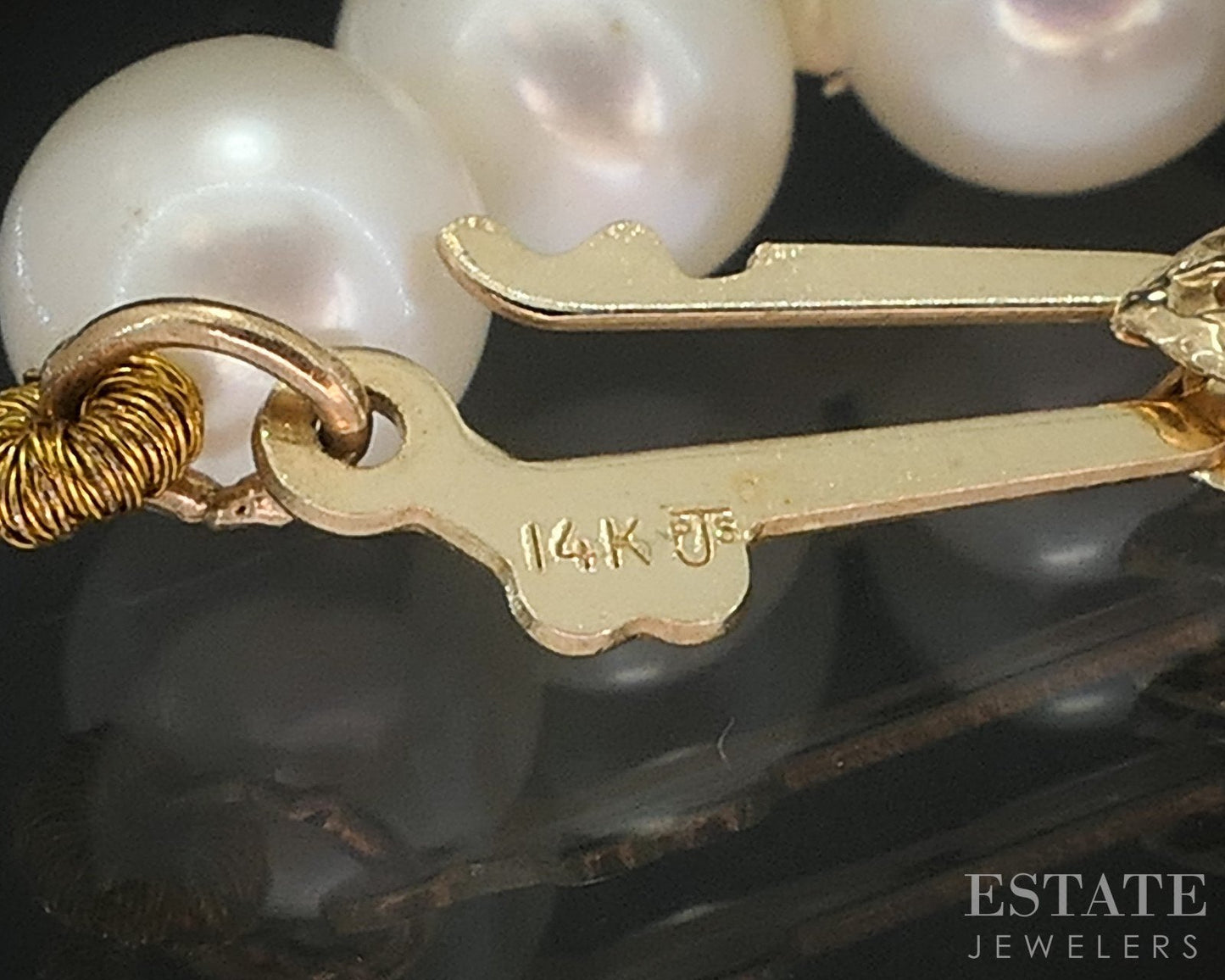 14k Yellow Gold 5mm Cultured Pearl Ladies Bracelet 7.25"L i19275b
