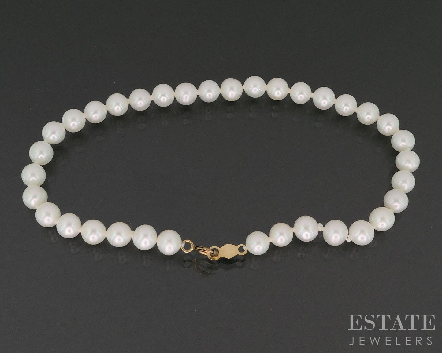 14k Yellow Gold 4.8mm Cultured Pearl Ladies Bracelet 7.25"L i19273b