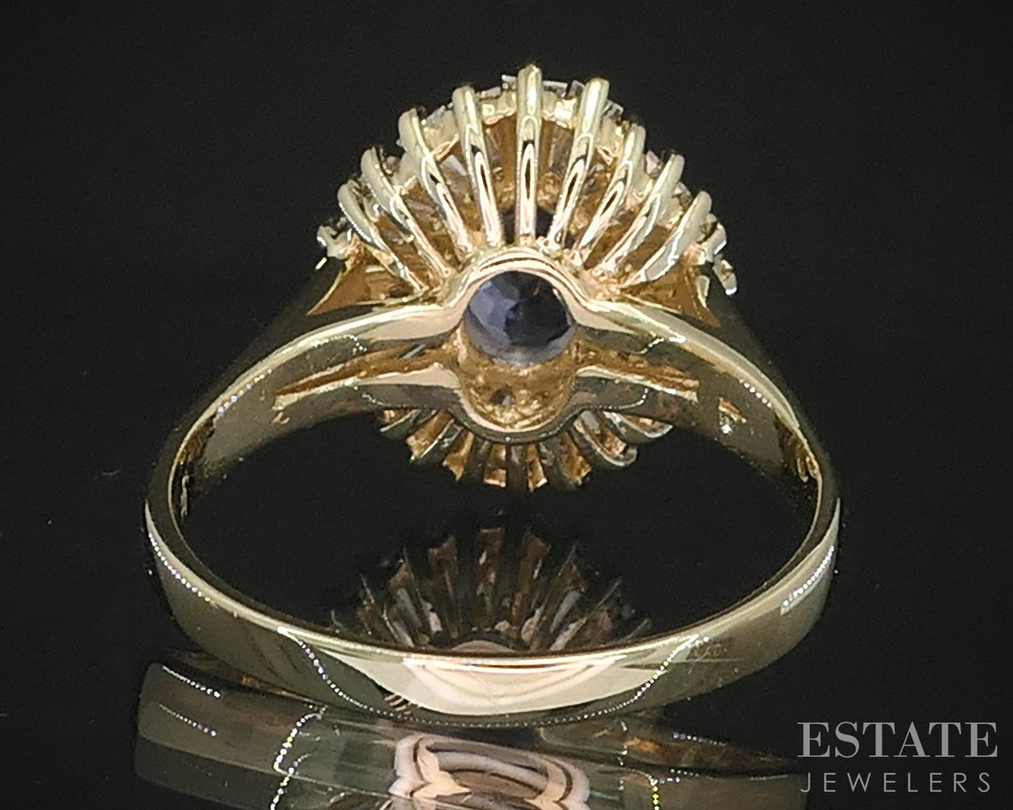 14k Yellow Gold Oval Natural Tanzanite & Diamond Halo Ballerina Ring 4.4g i19282