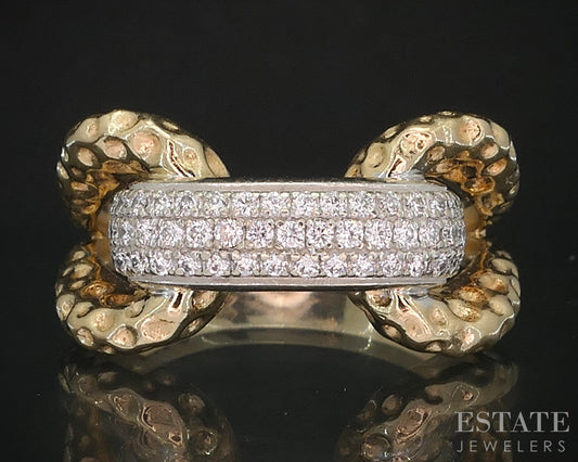 14k Two Tone Gold Natural .28ctw Diamond BOCK Ladies Band Ring 9.6g i19296