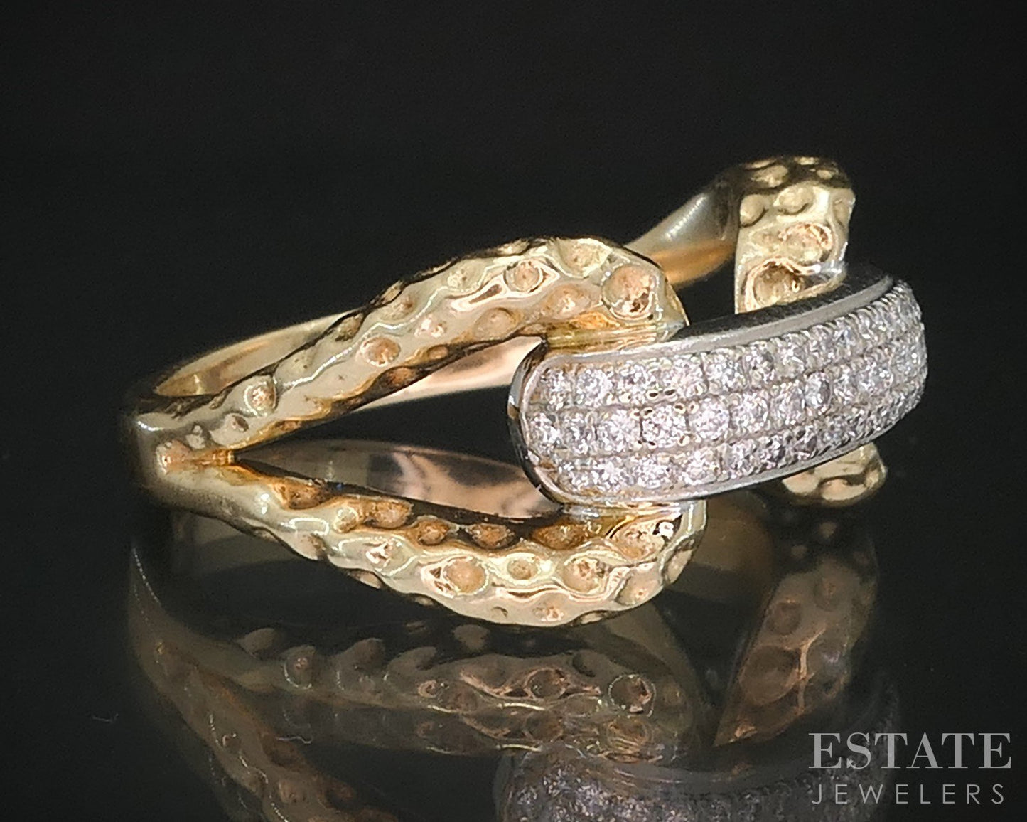 14k Two Tone Gold Natural .28ctw Diamond BOCK Ladies Band Ring 9.6g i19296