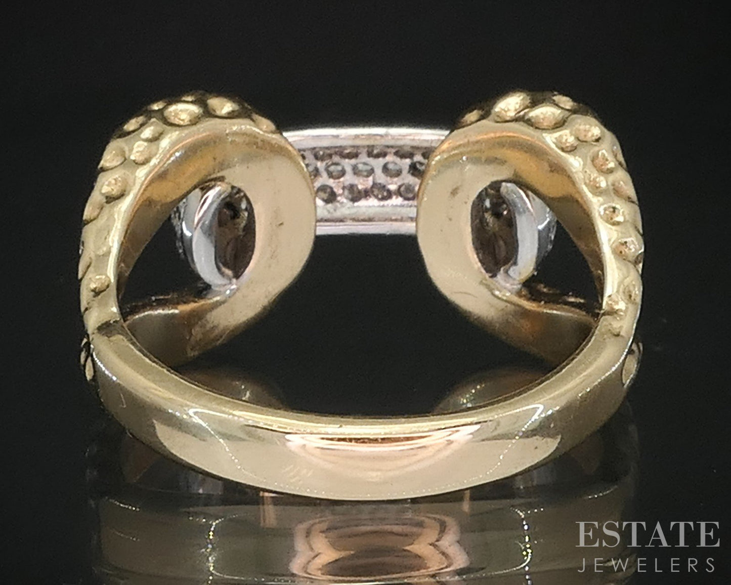 14k Two Tone Gold Natural .28ctw Diamond BOCK Ladies Band Ring 9.6g i19296