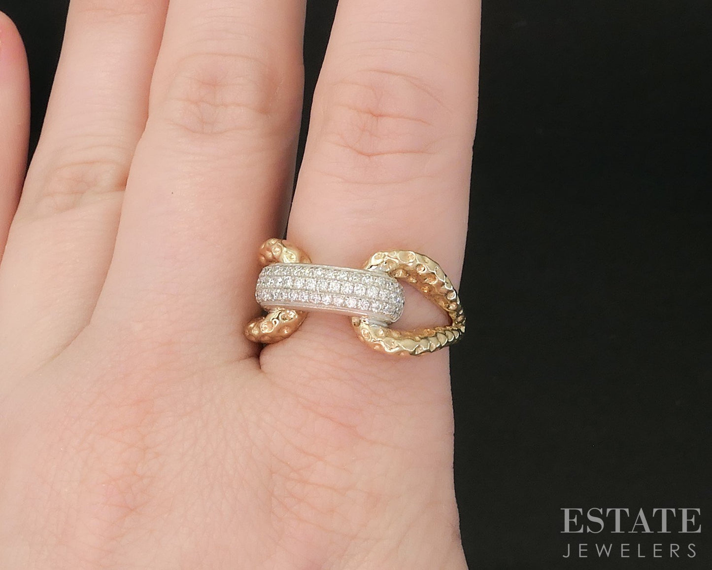 14k Two Tone Gold Natural .28ctw Diamond BOCK Ladies Band Ring 9.6g i19296