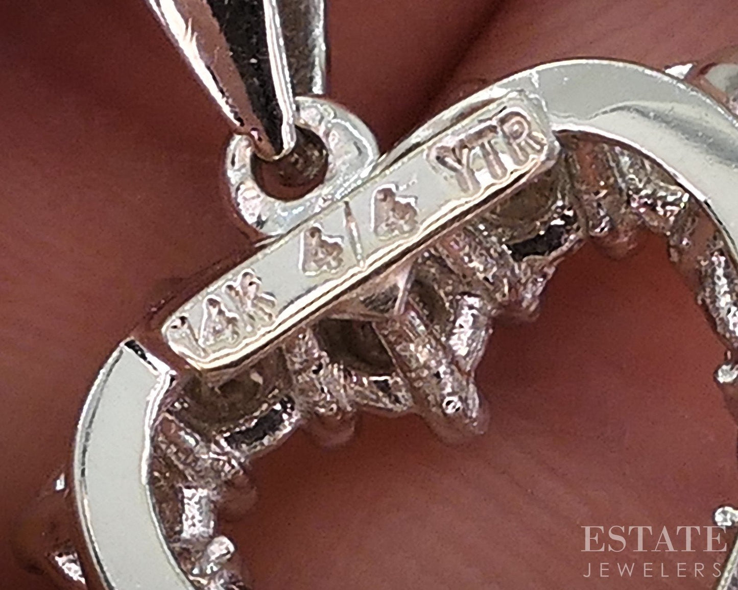 14k White Gold Natural 1.08ctw Diamond Heart Outline Necklace 5.1g 16"L i19302