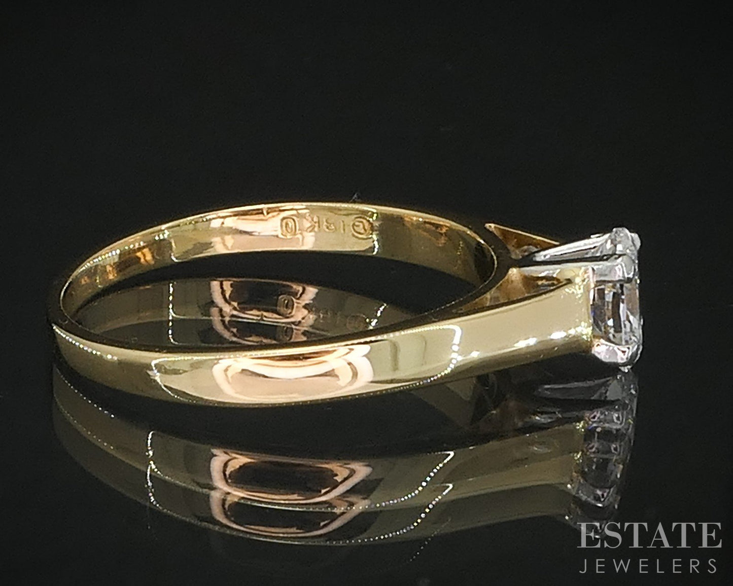 18k & Platinum Oval Natural .42ct Diamond Solitaire Engagement Ring 3.3g i19293