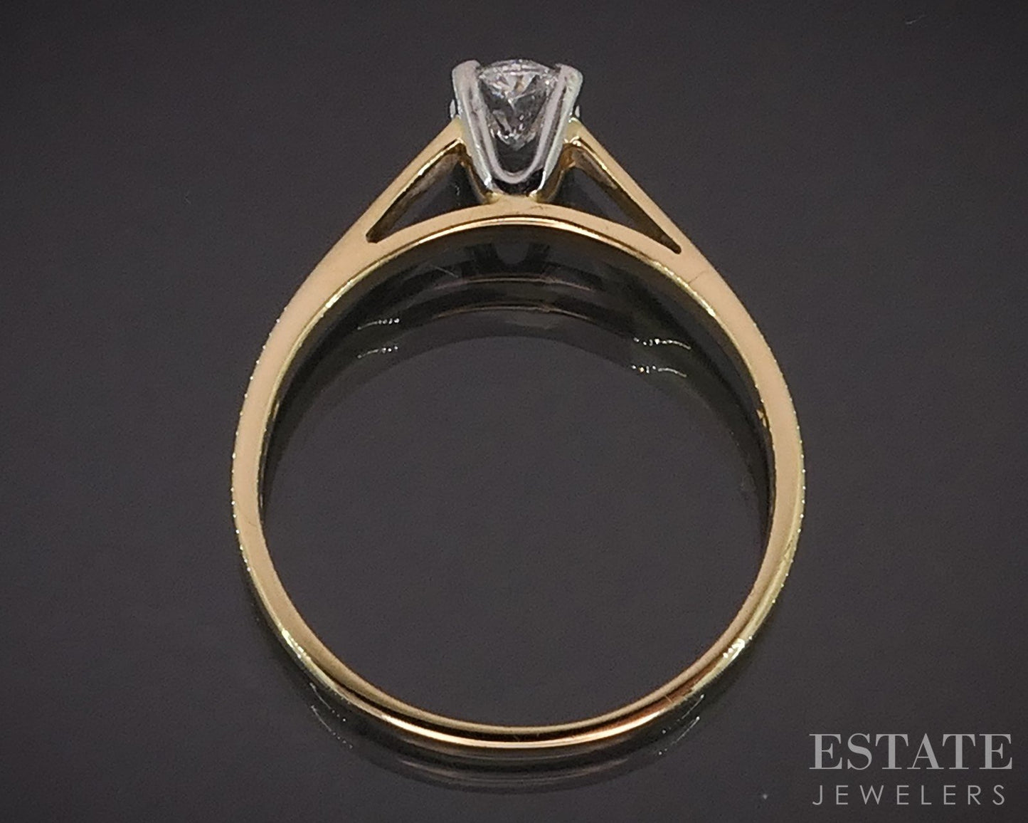 18k & Platinum Oval Natural .42ct Diamond Solitaire Engagement Ring 3.3g i19293