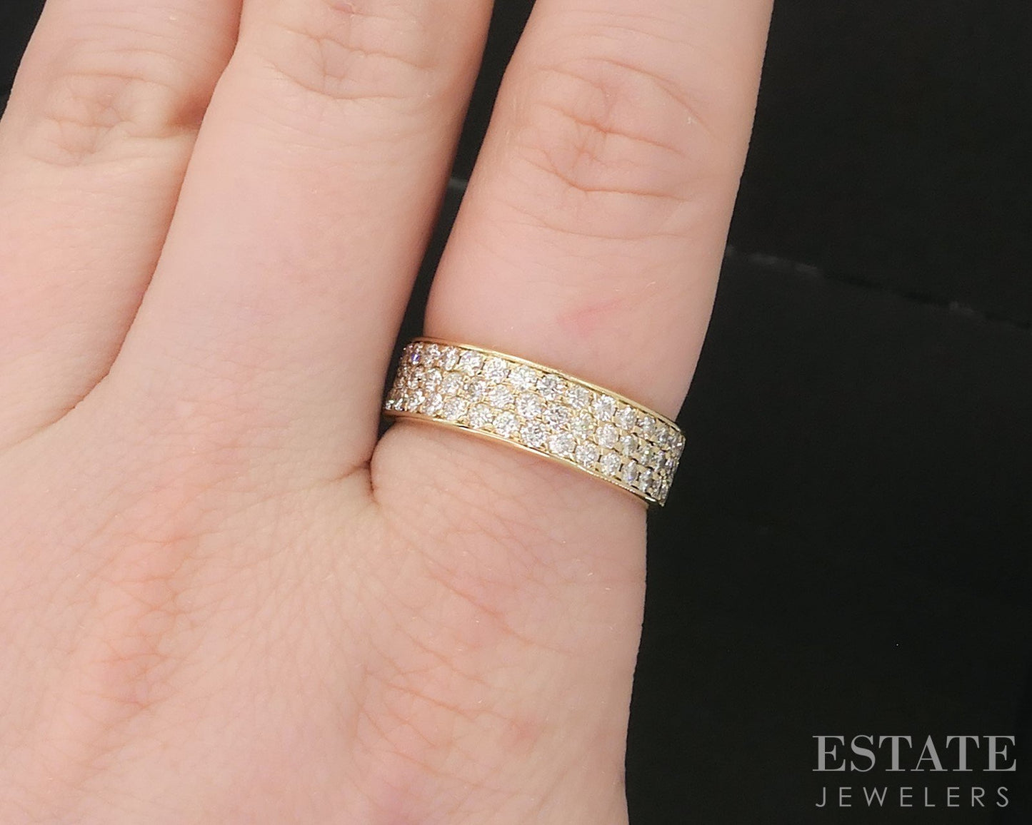 18k Yellow Gold Round Natural 1.00ctw Diamond Band Ring 5.1g i19297