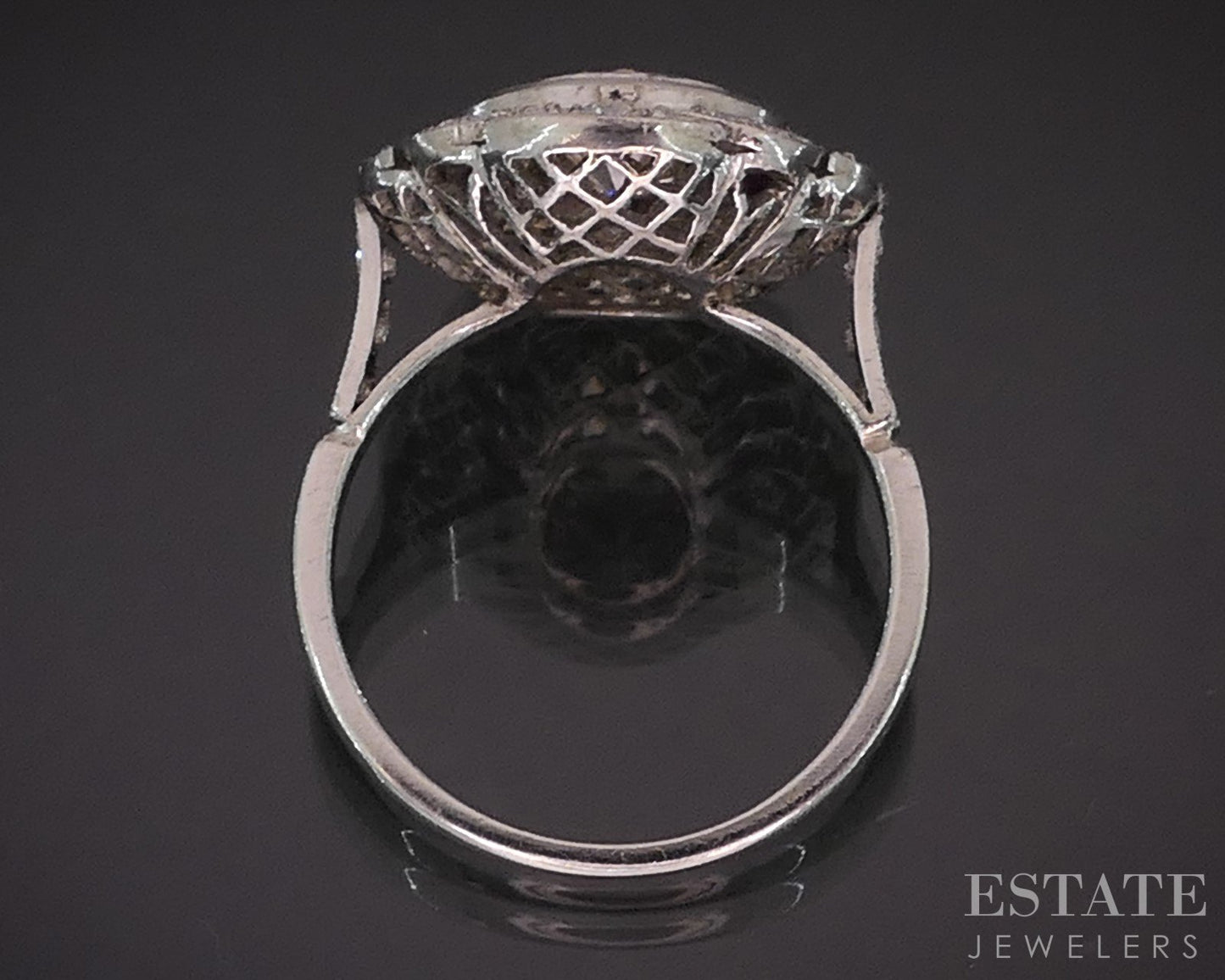 Art Deco Platinum Natural 1.37ctw Diamond & Ruby Cocktail Ring 5.8g i19299