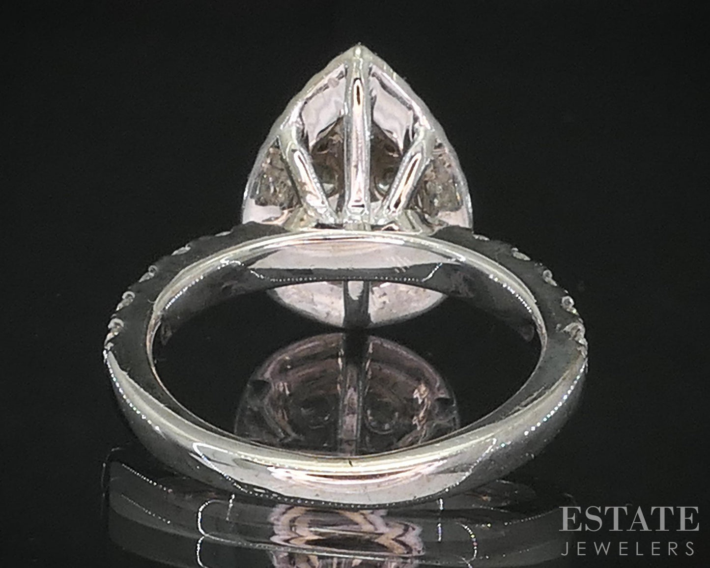 14k White Gold Pear Natural 1.00ctw Diamond Cluster Engagement Ring 4.9g i19301