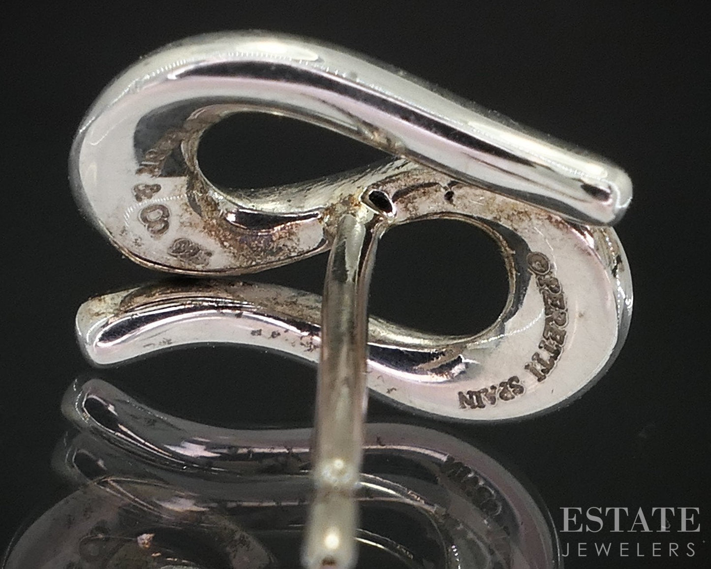 Sterling Silver Tiffany & Co. Elsa Peretti Wave Stud Ladies Earrings 1.9g i19311