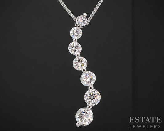 14k White Gold Natural 1.80ctw Diamond Journey Necklace 5.0g 18"L i19323