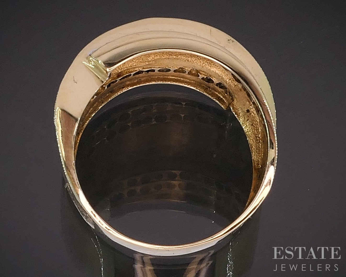 14k Yellow Gold Natural .26ctw Diamond Textured Bypass Ladies Band 8.8g i19309