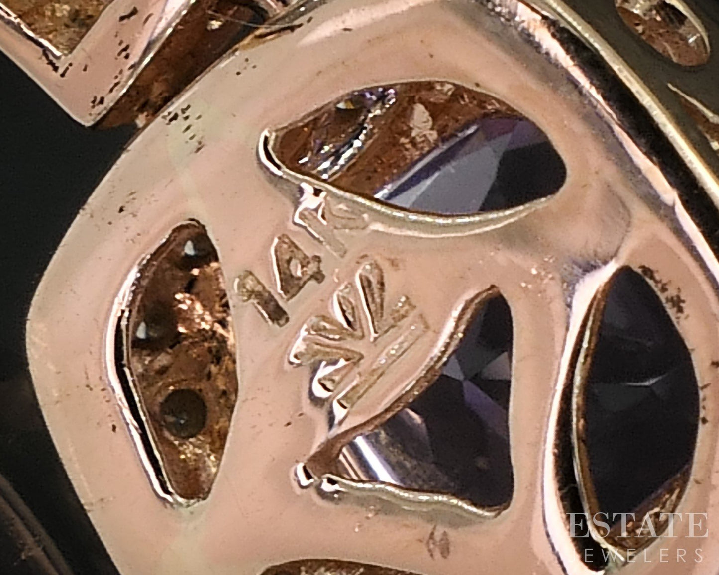 14k Strawberry Gold LeVian Natural Amethyst & Diamond Earrings 7.3g i19326