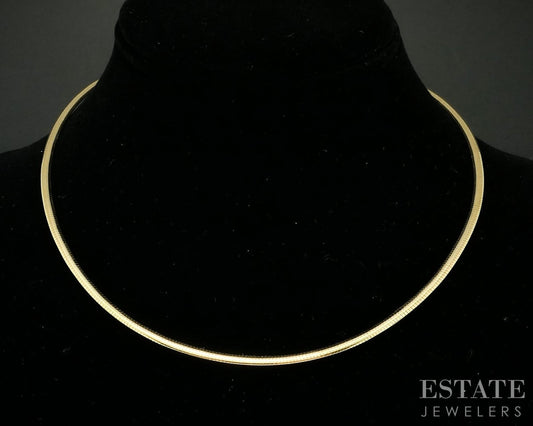 10k Yellow & White Gold 3mm Omega Chain Reversible Necklace 11.8g 16.5"L i19307