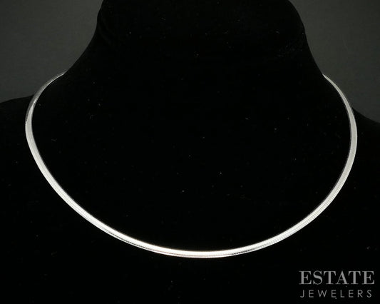 10k Yellow & White Gold 3mm Omega Chain Reversible Necklace 11.8g 16.5"L i19307
