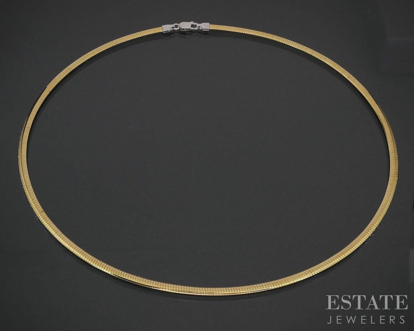 10k Yellow & White Gold 3mm Omega Chain Reversible Necklace 11.8g 16.5"L i19307