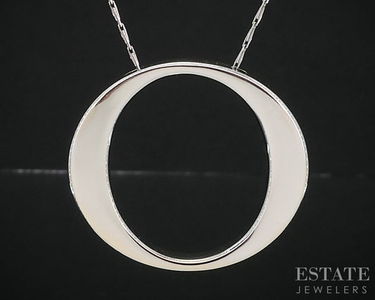 18k White Gold Roberto Coin Ruby Oval O-Pendant Ladies Necklace 7g 16.5"L i19313