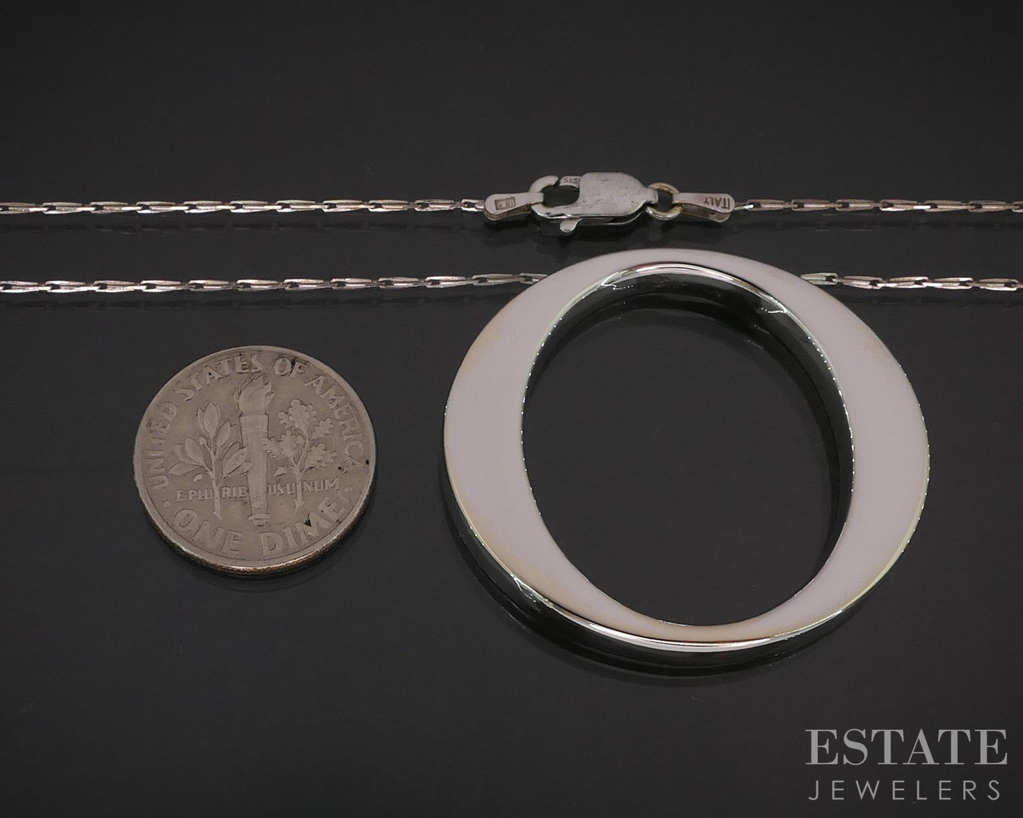 18k White Gold Roberto Coin Ruby Oval O-Pendant Ladies Necklace 7g 16.5"L i19313