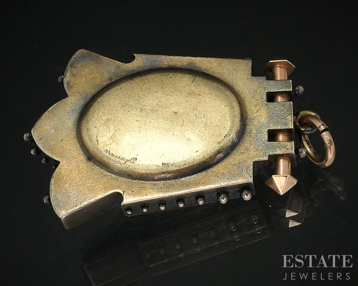 Antique Victorian 14k Yellow Gold Etruscan Revival Hair Mourning Locket i19317