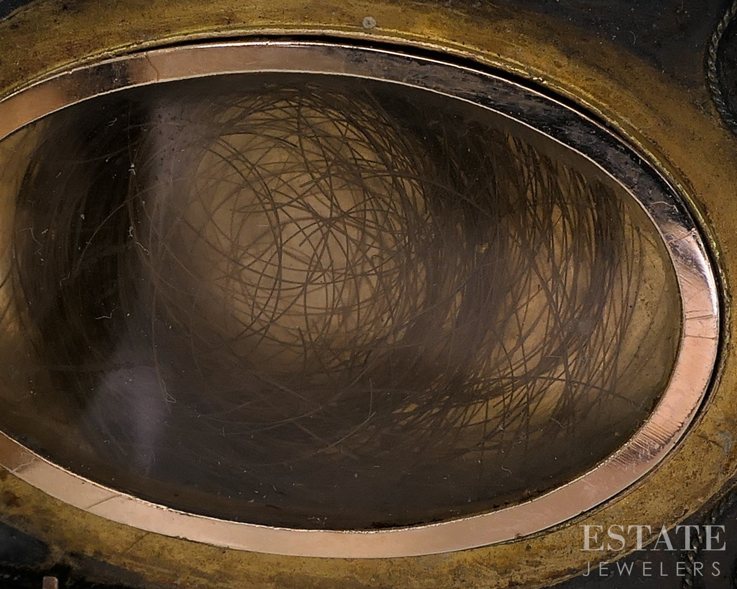 Antique Victorian 14k Yellow Gold Etruscan Revival Hair Mourning Locket i19317