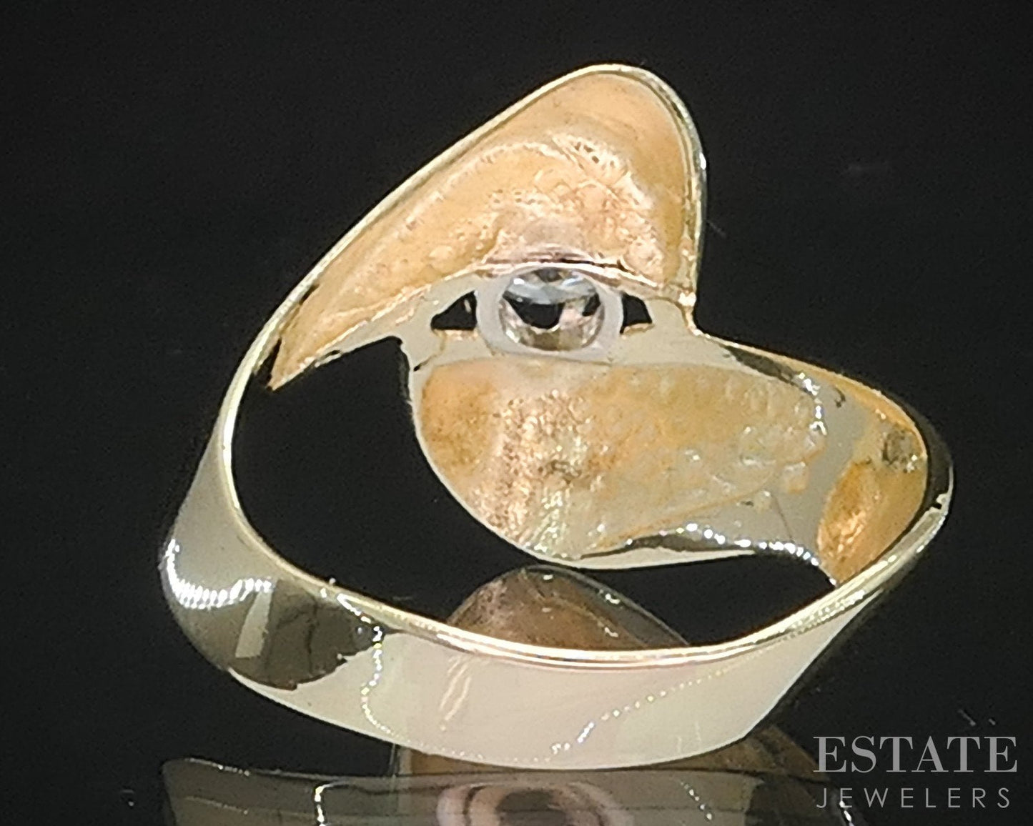 14k Yellow Gold Round Natural .70ct Diamond Ribbon Solitaire Ring 4.7g i19339