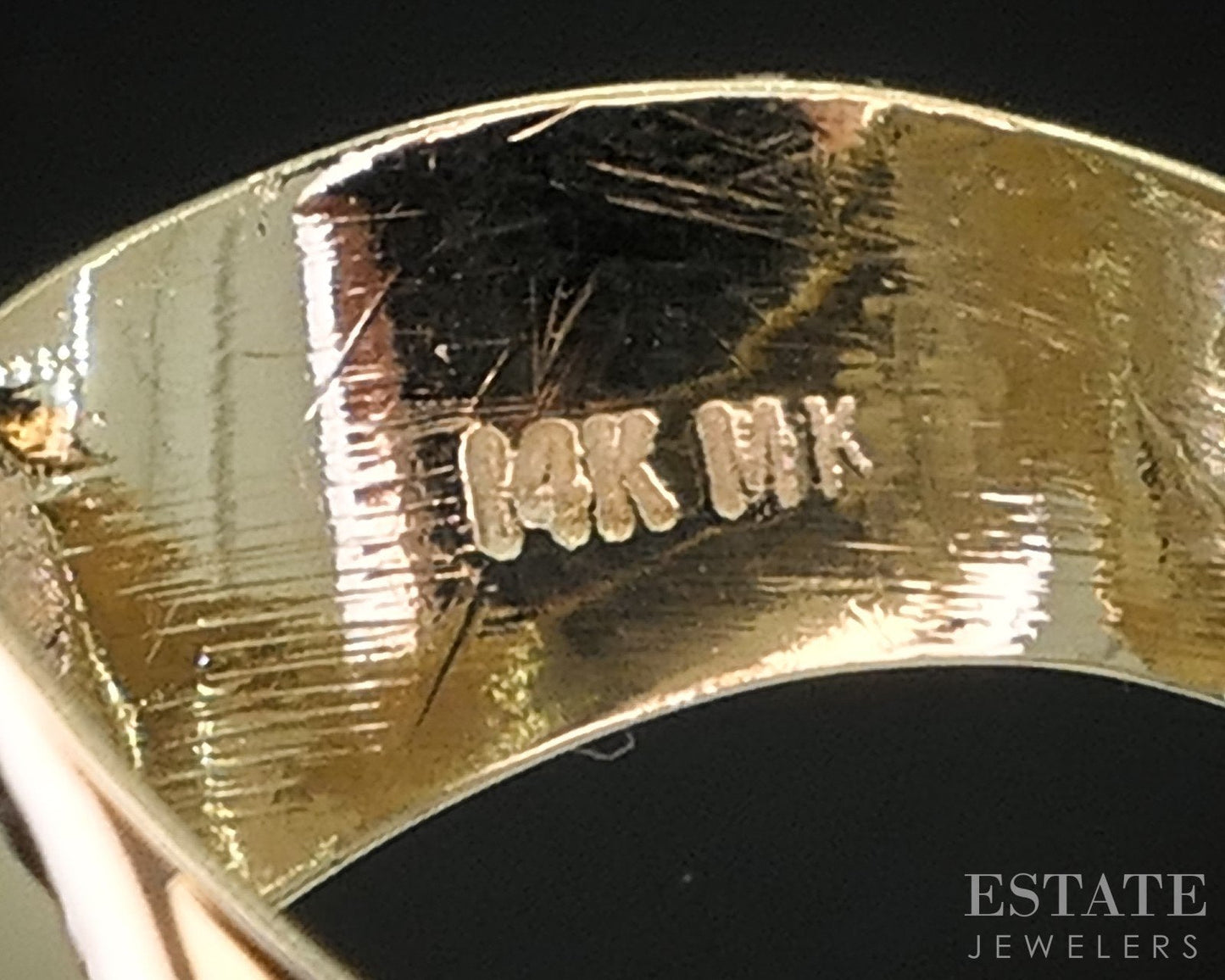 14k Yellow Gold Round Natural .70ct Diamond Ribbon Solitaire Ring 4.7g i19339