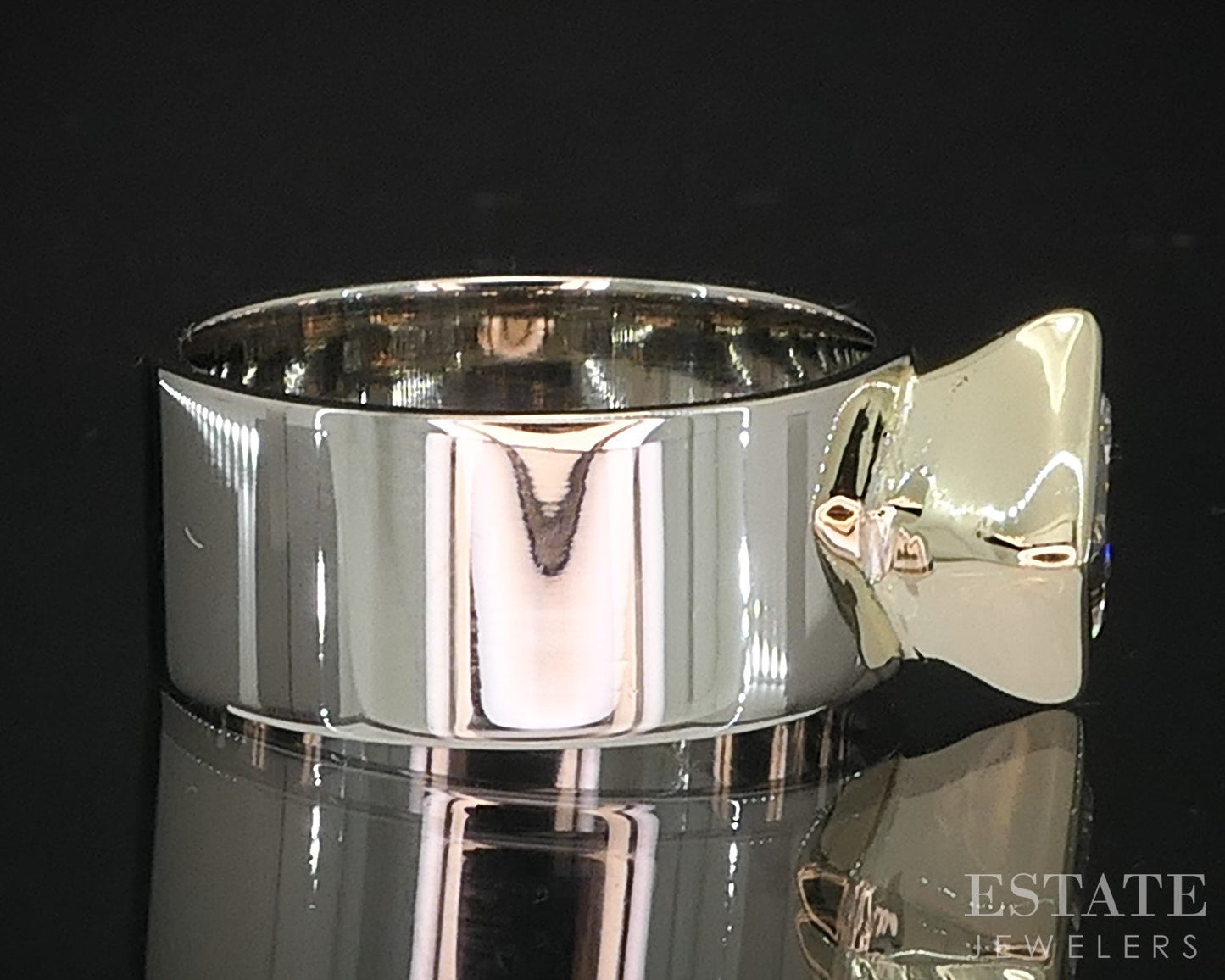 14k Two Tone Gold Princess Natural 1.24ct Diamond Solitaire Band Ring 7g i19344