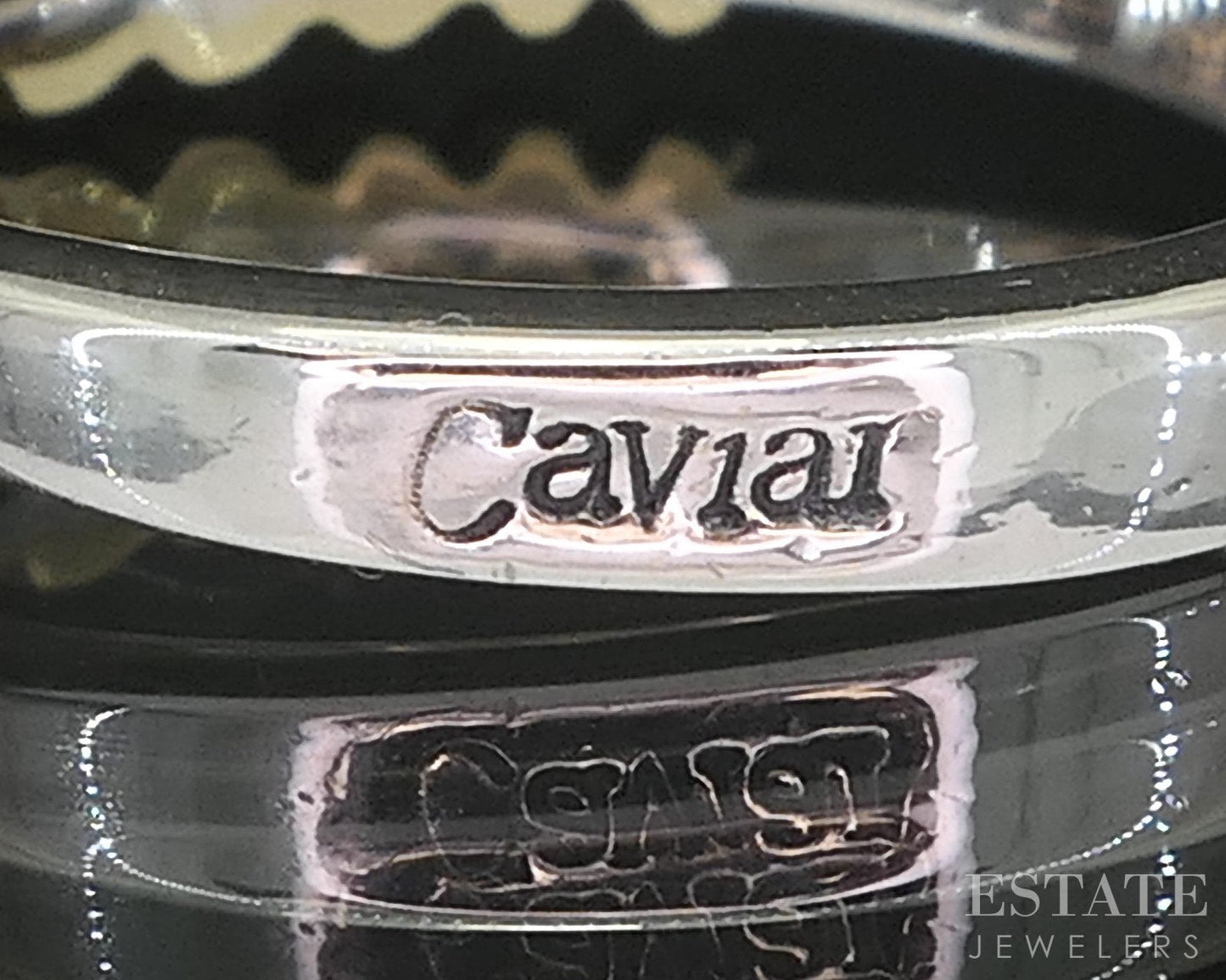 18k & Sterling Lagos Caviar Ribbed Ladies Stacked Band Ring 4.6g i19353