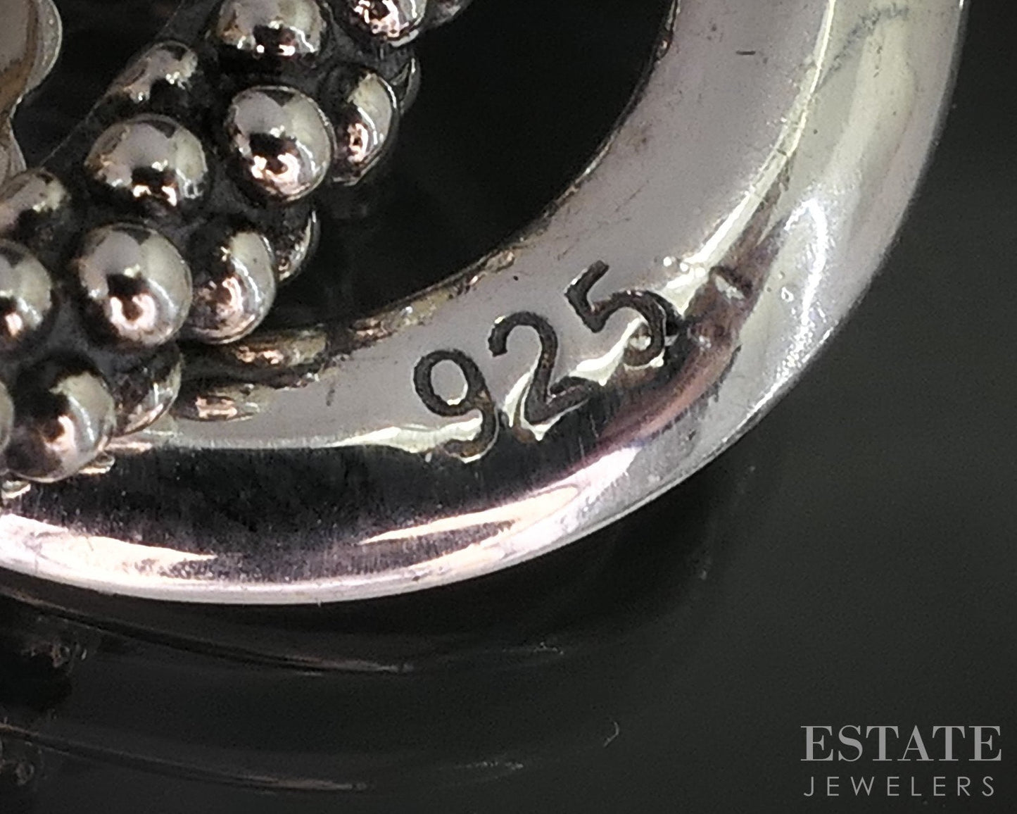 14k & Sterling Lagos Caviar Double Circle Dangle Ladies Earrings 15.1g i19354