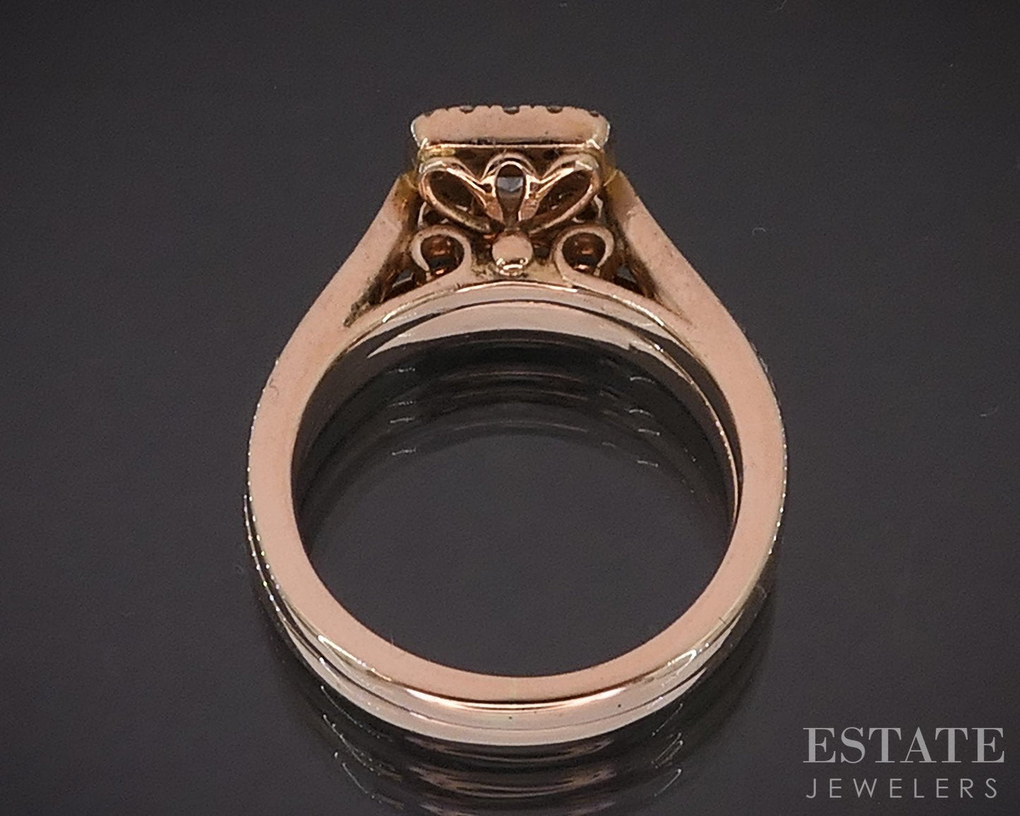 14k Rose Gold Princess LEO Natural .89ctw Diamond Wedding Set 8.1g i19347