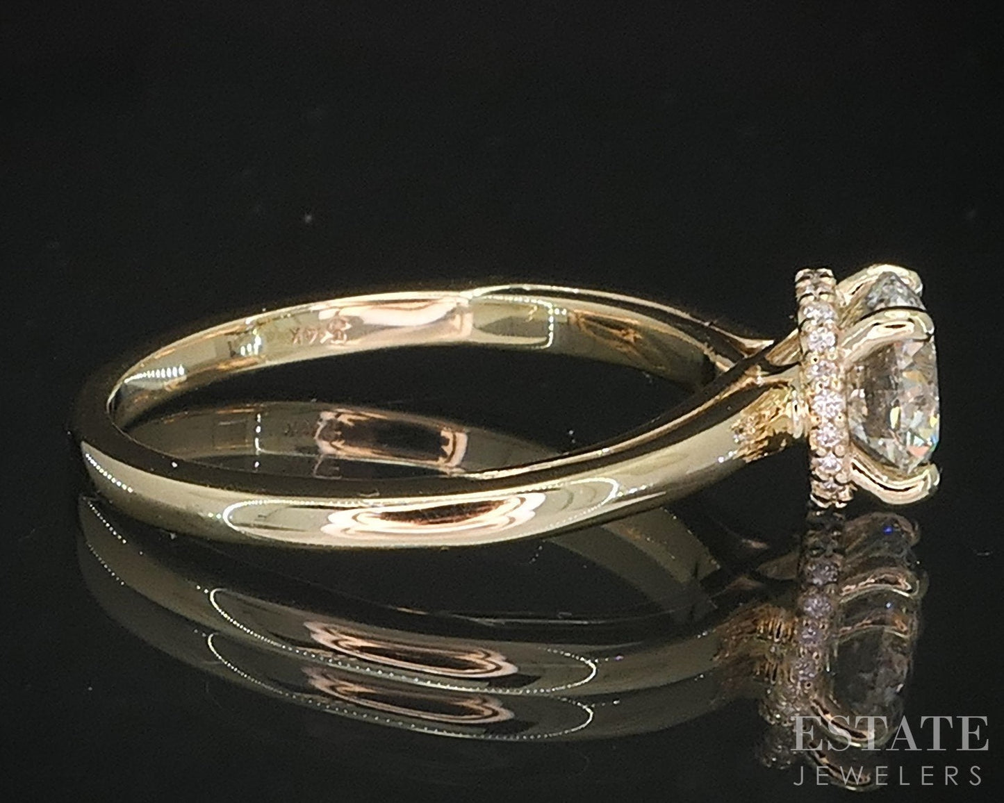 14k Yellow Gold Round Natural 1.00ct Diamond Halo Engagement Ring 3.1g i19365