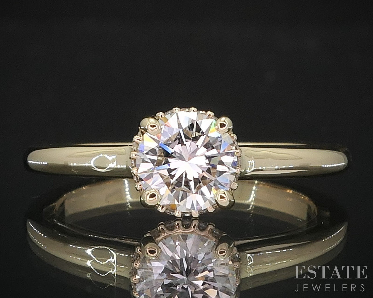 14k Yellow Gold Round Natural .72ct Diamond Halo Engagement Ring 3.2g i19359