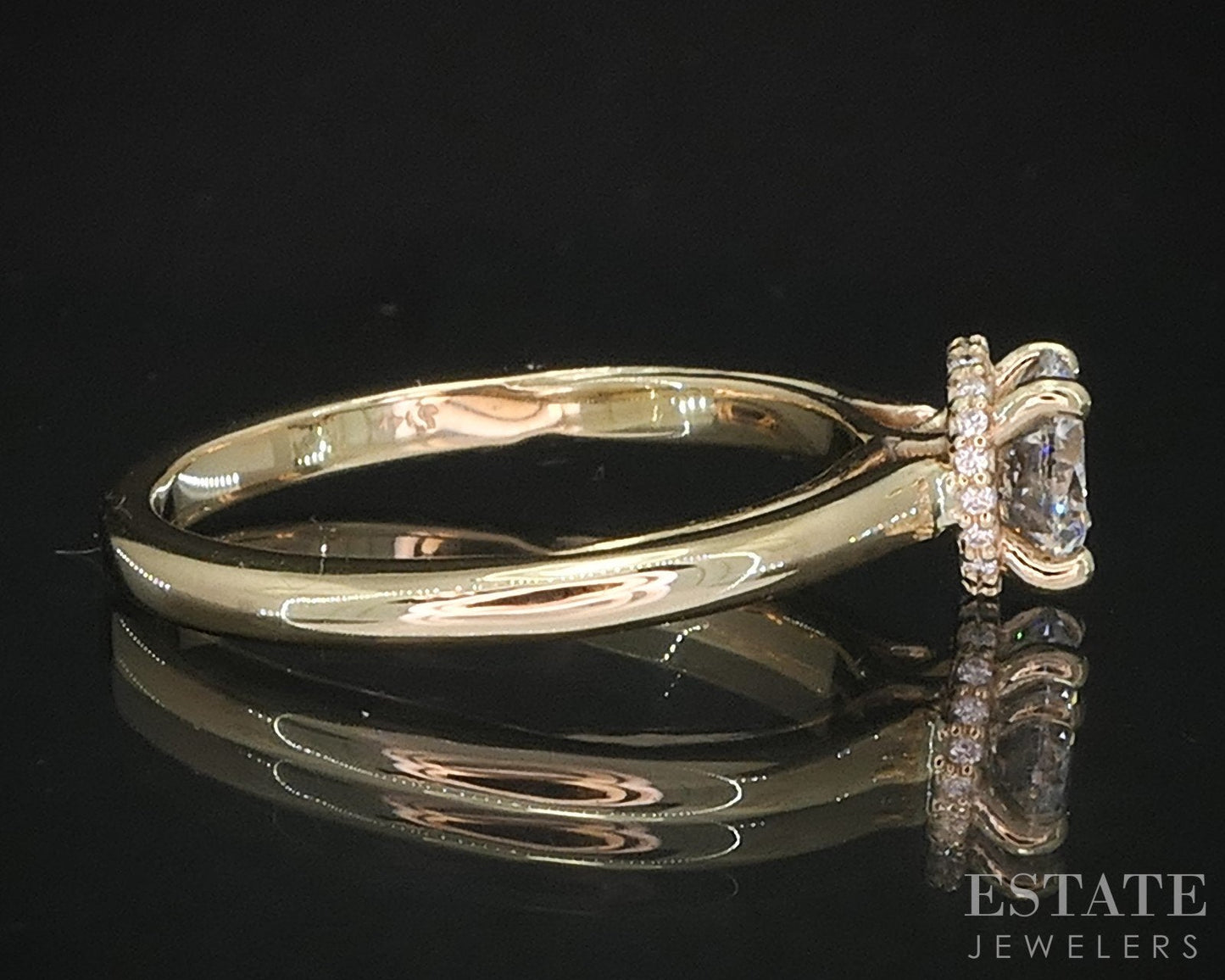 14k Yellow Gold Round Natural .72ct Diamond Halo Engagement Ring 3.2g i19359